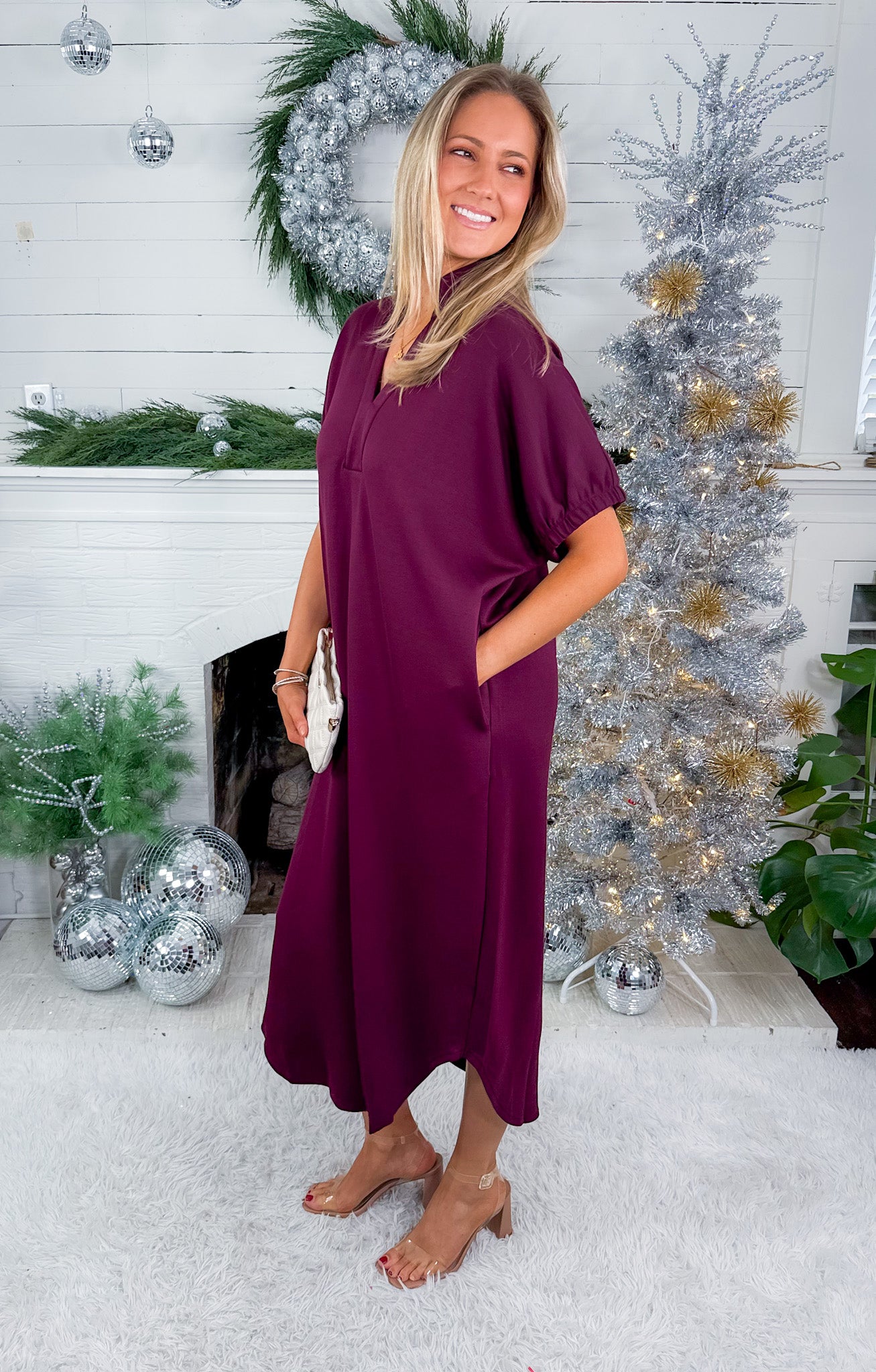 June Cabernet Shift Maxi Dress Entro