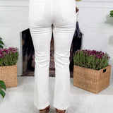 Kelsey Cream High Rise Inset Ankle Flare Jeans KUT
