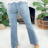 Kelsey Motivation Mid Rise Raw Hem Ankle Flare Jean KUT