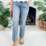 Kelsey Motivation Mid Rise Raw Hem Ankle Flare Jean KUT