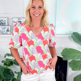 Kenzie Color Me Sweet Coral Top Mary Square