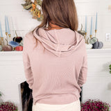 Larkin Fossil Split Neck Button Hoodie Top BOBI