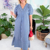 Lesley Blues Striped Maxi Dress Entro