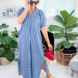 Lesley Blues Striped Maxi Dress Entro