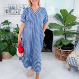Lesley Blues Striped Maxi Dress Entro