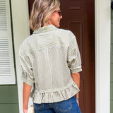Lorenzo Olive Striped Top Entro