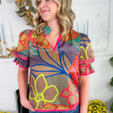 Lottie Geo Floral Top Alden Adair