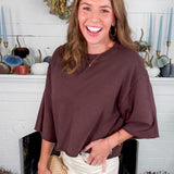 Loyola Umber Drop Shoulder Crop Sweatshirt BOBI