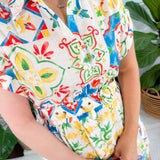 Luca Sicilian Tile Belted Romper Prosperina