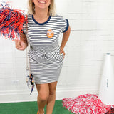 Marchand Navy Striped Mini Dress