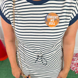 Marchand Navy Striped Mini Dress