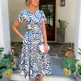 Margot Mod Blossom + Navy Reversible Midi Dress Prosperina