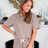 Maxwell Taupe Drop Shoulder Polo Top BOBI