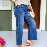 Meg Inexhaustible Wide Leg Raw Hem Jeans KUT