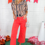 Meg Tangerine Fab Ab Wide Leg Raw Hem Jean KUT