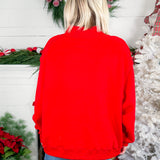 Merry Embroidered Red Sweatshirt BucketList