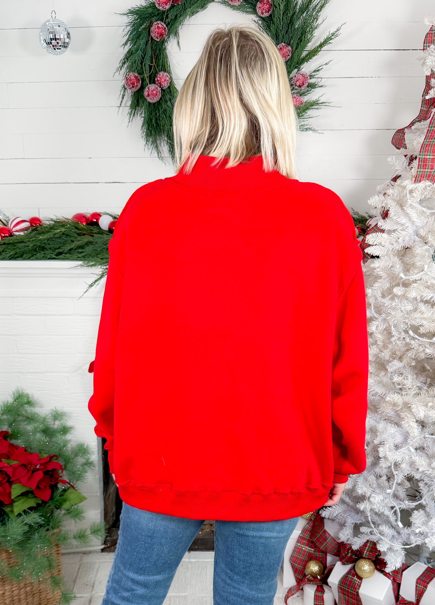 Merry Embroidered Red Sweatshirt BucketList