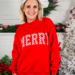 Merry Embroidered Red Sweatshirt BucketList