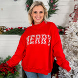 Merry Embroidered Red Sweatshirt BucketList