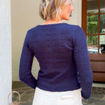 Miller Navy Pointelle Scallop Cardigan