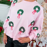 Millie Baby Pink Wreaths Sweatshirt Mary Square