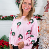 Millie Baby Pink Wreaths Sweatshirt Mary Square