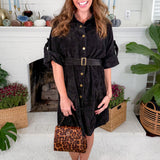 Morton Black Corduroy Snap Front Dress Molly Bracken