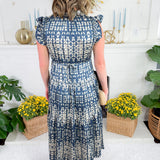Moscow Stardust Navy Tiered Midi Dress Pinch