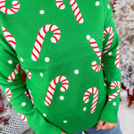 Moseley Green Christmas Candy Cane Sweater Staccato