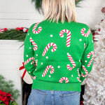 Moseley Green Christmas Candy Cane Sweater Staccato