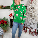 Moseley Green Christmas Candy Cane Sweater Staccato