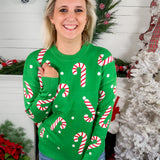 Moseley Green Christmas Candy Cane Sweater Staccato