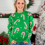 Moseley Green Christmas Candy Cane Sweater Staccato