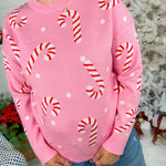 Moseley Pink Christmas Candy Cane Sweater Staccato