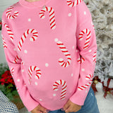 Moseley Pink Christmas Candy Cane Sweater Staccato
