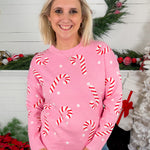 Moseley Pink Christmas Candy Cane Sweater Staccato