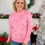 Moseley Pink Christmas Candy Cane Sweater Staccato