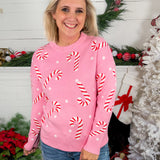 Moseley Pink Christmas Candy Cane Sweater Staccato