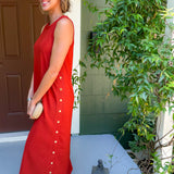 Myrtle Rust Gold Studded Maxi Dress Entro