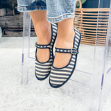 Navy Stripe Mary Jane Shoes