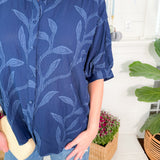 Nelson Navy Button Front Top
