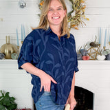 Nelson Navy Button Front Top