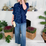 Nelson Navy Button Front Top