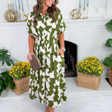 Nita Olive Geometric Waisted Maxi Dress THML