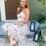 Olive Ivory Floral Tiered Maxi Dress Lucy Paris