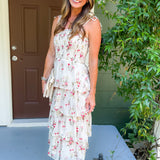 Olive Ivory Floral Tiered Maxi Dress Lucy Paris