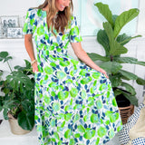 Opal Lime + Navy Maxi Dress