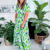 Opal Lime + Navy Maxi Dress