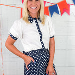 Penny Ivory + Navy Dot Trim Top Prosperina