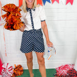 Penny Ivory + Navy Dot Trim Top Prosperina